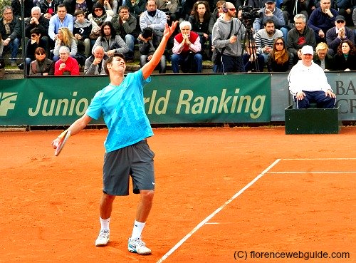 A young up-and-coming tennis player at the Cascine tournament