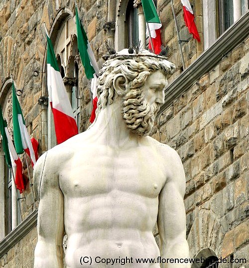 Liberation Day April 25 flags are out in Piazza Signoria