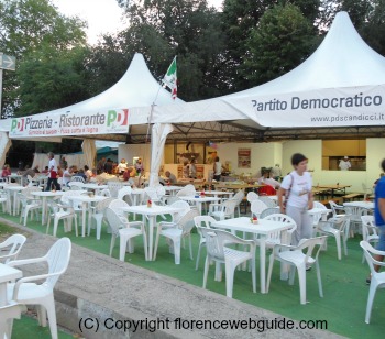 Tents and simple chairs make up the eatery at this traditional Italian event