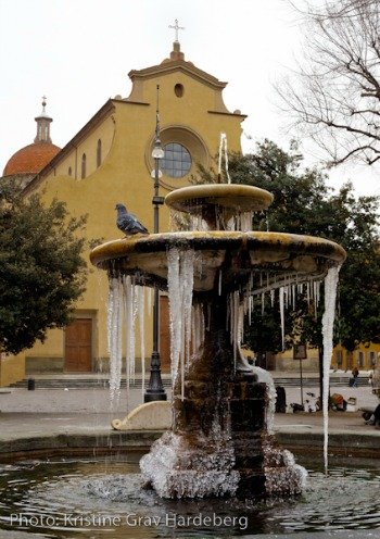 Frozen fountain in Santo Spirito